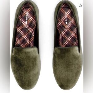 Birdies Olive Velvet Slip-On Loafers Size 8 Women - Work, business, RARE
